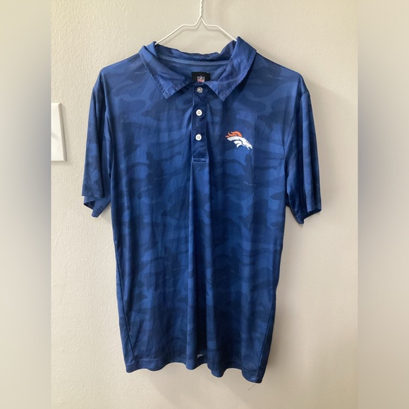 Men’s NFL Team Apparel Denver Broncos Blue Silky Smooth Short Sleeve Polo Medium - Picture 1 of 1